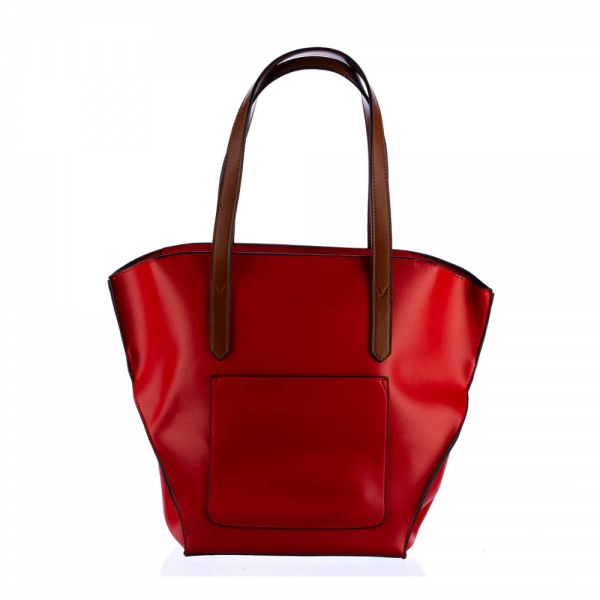 Γυναικεία τσάντα Jacques Esterel Κόκκινο με Καφέ οικολογικό δέρμα, 5 - Kalapod.gr